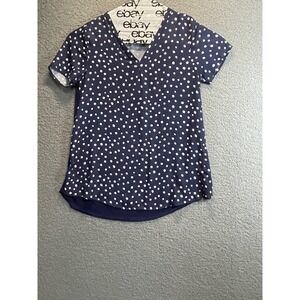 Bobeau Polka Dot Lightweight  Short Sleeve Pullover‎ Shirt Women Large